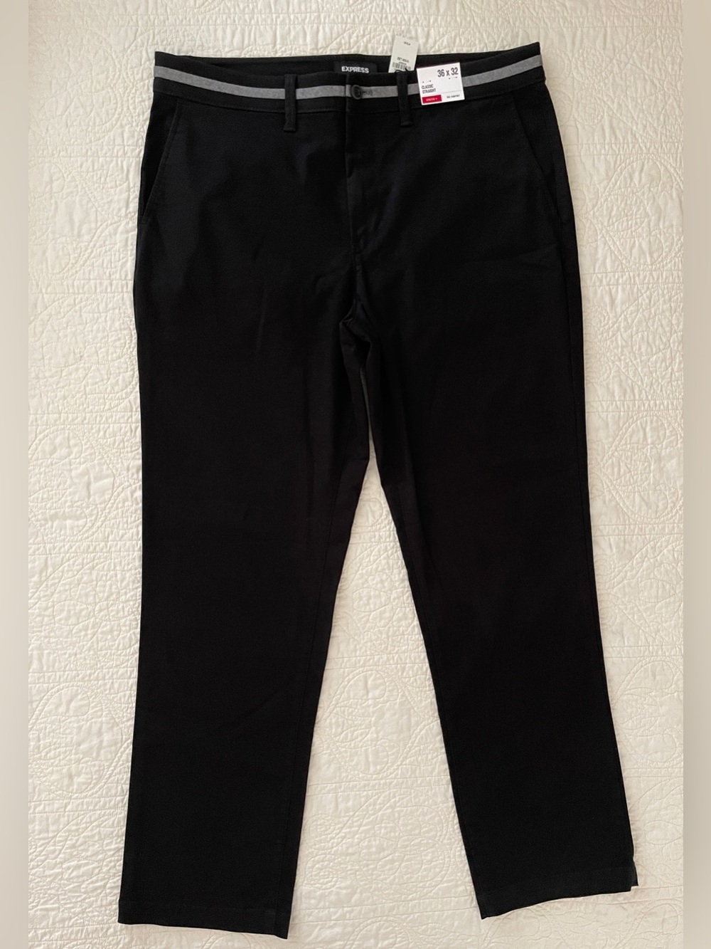 NWT Express Classic Straight Men Pants 365 Comfort Black Size 36x32 Stretch +